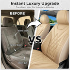 for Subaru Ascent 2019-2025 2026 Car Seat Covers, Full Set, Beige | Luxury Full Coverage Leather Seat Protectors, Waterproof Breathable, Non-Slip, Easy to Install, Airbag Compatible, All-Season - Image 6