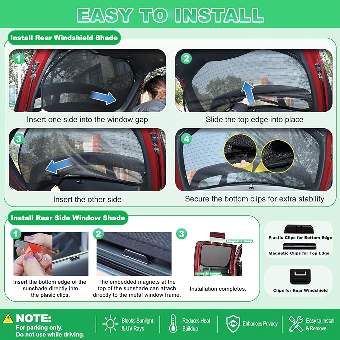 F150 Window Shades 2015-2020, Rear Mesh Coverage, 3PCS | Custom Fit Window Shades, Breathable Mesh Blocks UV Rays, Reduces Heat & Glare, Creates Comfort for Babies & Rear Passengers - Image 8