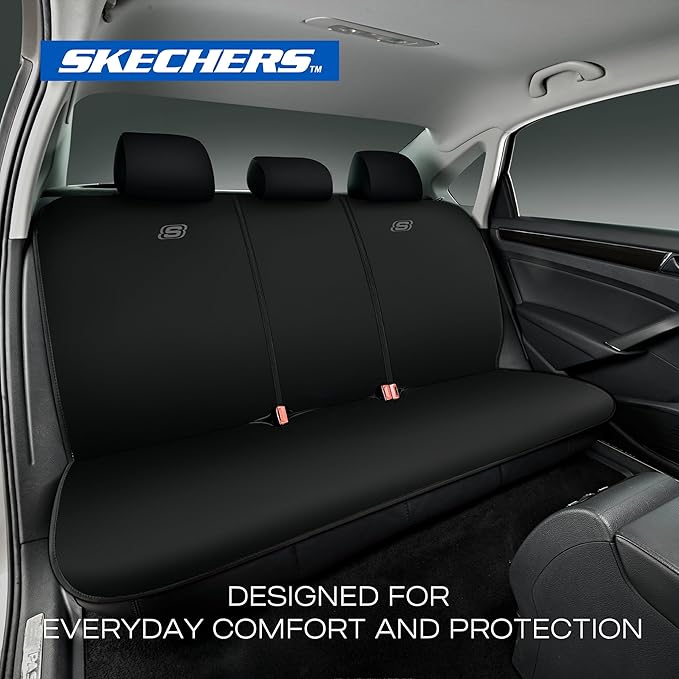 Skechers Seat Covers, Premium Breathable Polyester Car Seat Covers, Car Seat Covers Full Set Airbag Compatible, Automotive Comfort for Most Cars, Vans, Trucks, SUVs (Full Set,Black) - Image 5