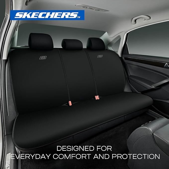 Skechers Seat Covers, Premium Breathable Polyester Seat Covers, Car Seat Covers Full Set Airbag Compatible, Automotive Comfort for Most Cars, Vans, Trucks, SUVs (Full Set,Grey) - Image 5