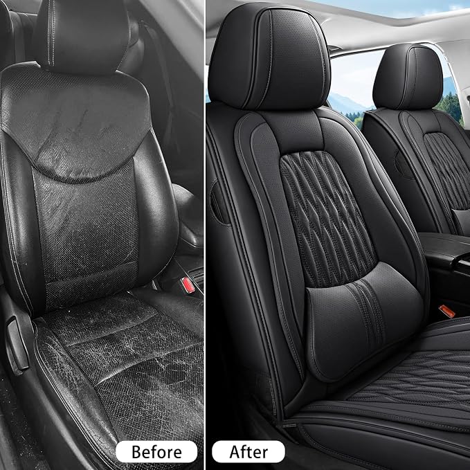 WELLDO Car Seat Covers, Black, w02 | Waterproof, Scratch-Resistant, Breathable & Easy to Clean, Universal Fit for SUV Sedan Truck, Full Set - Image 5