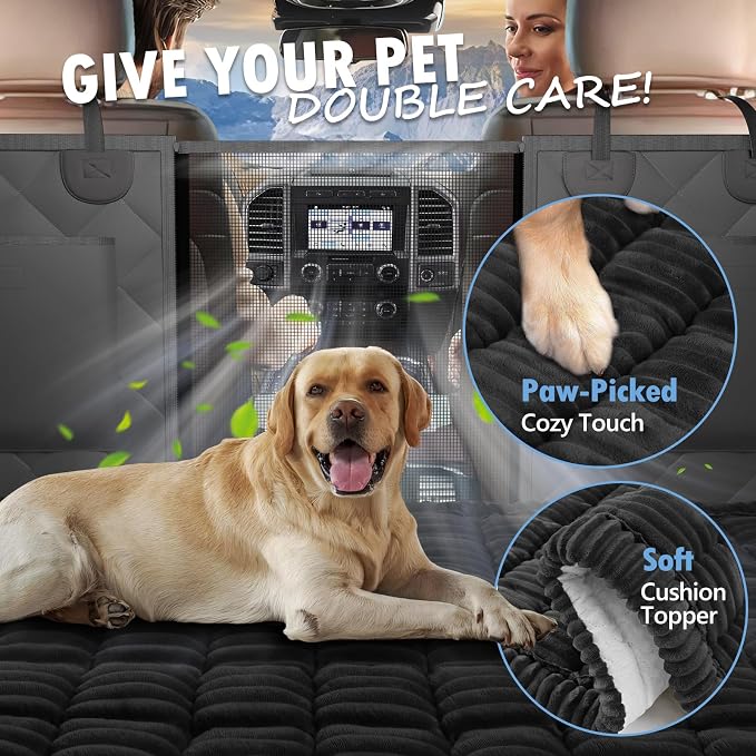 Dog Bed for Car Back Seat, Non-Slip Backseat Pet Mat XL, 59”X27.5” | Soft Blanket for Travel, Plaid Flannel, Quilted PP Cotton Filling, Non-Slip Backing, Machine Washable, Fit Backseat Extenders - Image 3