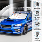 Windshield Sun Shade for 2008-2015 Subaru Impreza WRX/WRX STI | Full covered for windshield, Foldable & Durable, Block UV Rays, Reduce Heat, Easy to install, Keep Car Cooler - Image 2