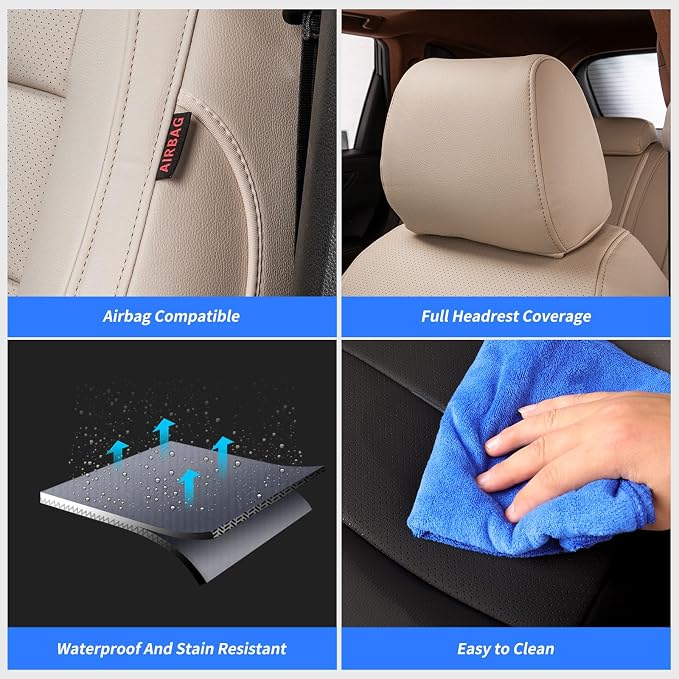 coverdream Custom Seat Covers for 2015-2016 Honda CR-V,Premium Faux Leather Car Seat Cover Set,Full Set Waterproof SUV Seat Protector,Armrest Covers Included (Beige) - Image 6