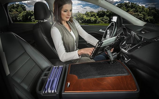 AutoExec AE-GMCD-TAB-21M GripMaster Car Desk for Your Vehicle Workstation and Mobile Office, Mahogany with Tablet Mount - Image 3
