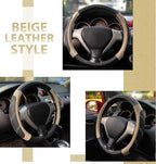 Elantrip Sport Leather Steering Wheel Cover 14 1/2 inch to 15 inch Universal, Padded Soft Grip Breathable for Car Truck SUV Jeep, Anti Slip Odorless Black and Beige - Image 4