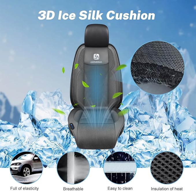 Cooling Car Seat Cushion Front Seat,12V&24V Cooling Seat Cover for Car with 10 Fans,Cooled Seat Cover for Car SUV Truck Universal Fit (Grey) - Image 3