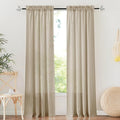 RYB HOME Linen Sheer Curtains 2 Panels for Living Room, Semi Transparent Privacy Drapes with Rod Pocket Farmhouse Style Window Treatments for Bedroom, Taupe, 38" W x 84" L by RYBHOME