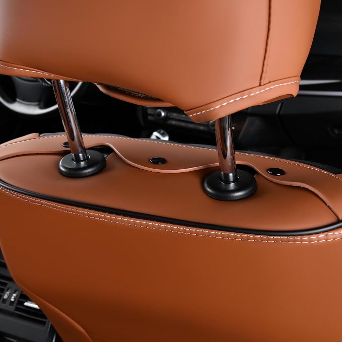 Seat Covers for Cars, Waterproof Seat Covers, Leather Car Seat Covers 2 Pack, Universal Seat Cushion Protector for Most Cars Trucks SUV-Brown&Black - Image 7
