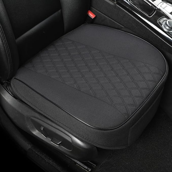 West Llama Linen Front Car Seat Cover Protector Anti-Slip Bottom Seat Cover Fits 95% of Vehicles,Wrapping Around The Bottom,Diamond Pattern(Black-2Pcs) by WESTLLAMA