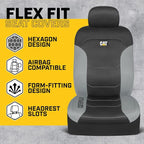 CAT Black & Gray Car Seat Covers Full Set - Front Seat Covers & Rear Bench Seat Cover - Airbag Compatible, 60/40 Split Bench for Mid-Size Trucks & SUVs - Automotive Interior Seat Accessories - Image 4