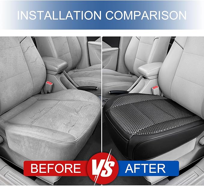 1 Pack Black Ventilated Bottom Car Seat Cover | 3D Air Mesh, PU Leather, Breathable, Front, with Storage pocket, Universal Fit for Car Truck SUV, Easy to Install - Image 5