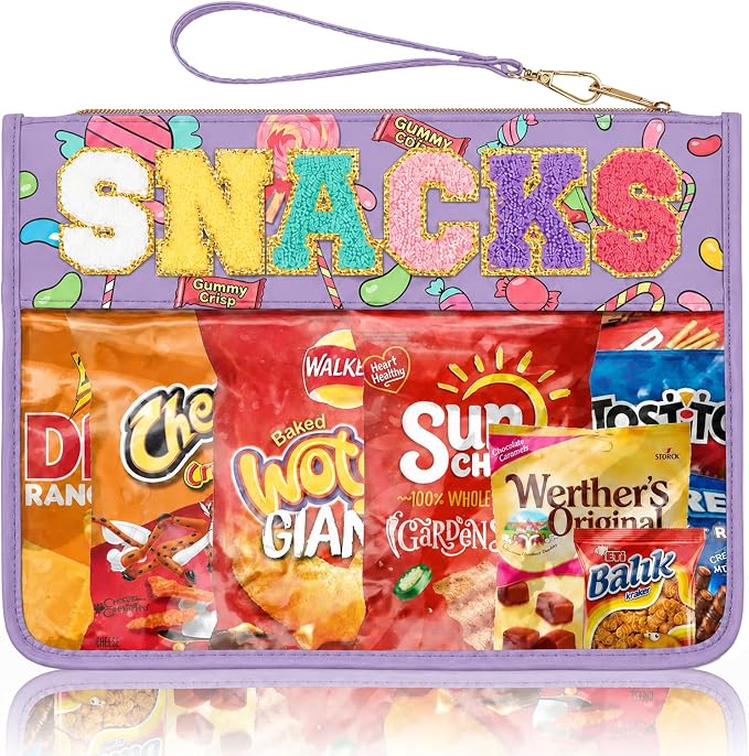 Siwara Snack Bags Clear Pouch Travel Makeup Bag Chenille Letter Bags for Zipper Pouch Clear Cosmetic Bag Clearly Tote Bag Makeup Travel Bags for Women by Siwara