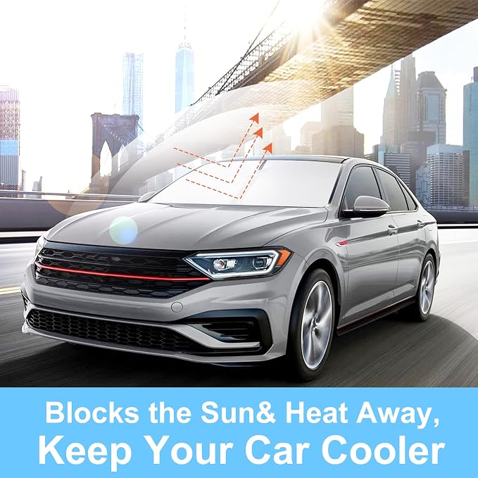 Front Windshield Sun Shade Foldable Car Front Window Sun Shade Windshield Shade Fit for 2019-2024 2025 Volkswagen VW Jetta Block UV Rays Accessories Heat Keep Cooler - Image 4