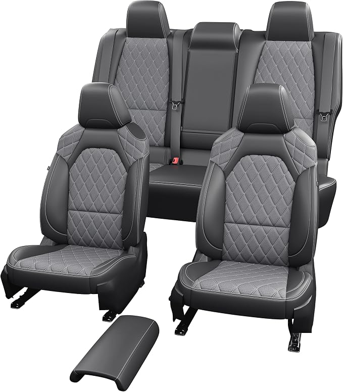 redblue Custom Fit Toyota Corolla Seat Covers for 2020-2022 L/LE | Black and Gray leather Seat Covers Full Set, Fit 2020 2021 2022 corolla L LE, Front and Rear Car Seat Cover - Image 9
