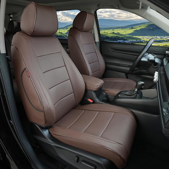 Lolcar CRV Seat Covers Custom Fit for Honda CRV 2023 2024 2025 2026 Leather Car Seat Cover Full Set for Trucks SUV,Waterproof Car Seat Cushion,Faux Leather(Coffee) by LOLCAR