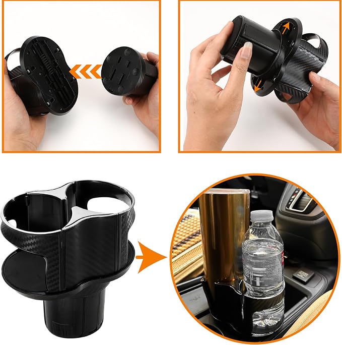 Double Cup Holder for Car, 2 in 1 Extra Cup Insert with Expandable Base, Multifunctional Extender Expander Adapter with Elastic Open-Close Cup Mouth, Adjustable Bracket FOR 2.1''-2.9'' BOTTLE DIAMETER - Image 4