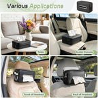 2PC Car Tissue Box Holder PU Leather Car Organizer with Side Storage Pocket | Tissue Box Cover, Fits 120-160 Standard Rectangular Tissue Boxes, Large Capacity Backseat Tissue Organizer for Car SUV Truck - Image 7