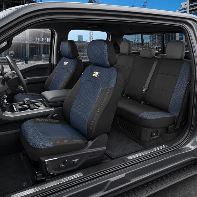 CAT MeshFlex Seat Covers Full Set for Full-Size Pickup Trucks Only - Blue | Front Bucket Seat Covers & 60/40 Split Rear Bench Protector – Interior Accessories For F-150, Silverado, Ram, Sierra & Tundra by CatAuto