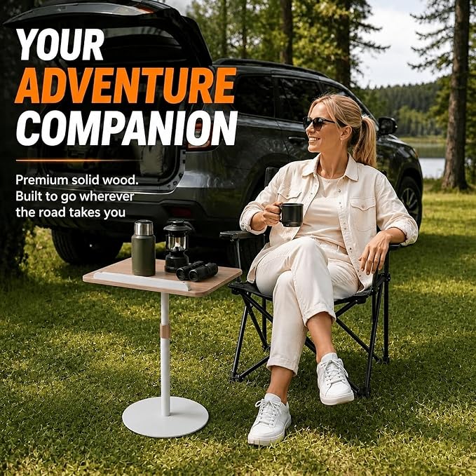 Adjustable Car Desk for Laptop, Portable SUV Workstation with Solid Wood Tabletop, 360° Swivel & Tilt Rotation, Height Adjustable Laptop Stand for Vehicle, Reading, Writing and Travel - Image 6