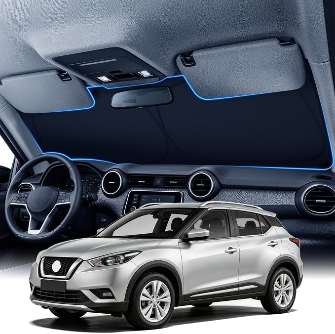 Zanch Custom Windshield Sun Shade for Nissan Kicks 2018-2026, 7-Layer UV & Heat Block, 3D Laser Scanned, Interior Protection, Keep Car Cooler, Foldable SUV Accessories by Zanch
