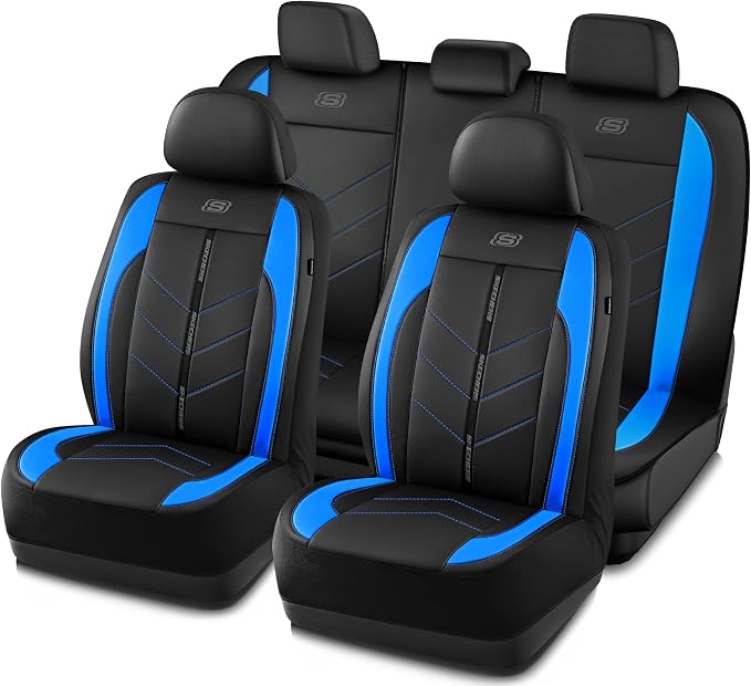 Skechers Car Seat Covers,Luxury Faux Leather Seat Covers,Waterproof Anti Slip Car Seat ProtectorFull Set,Car Accessories Airbag Universal Fit for Most Cars,Vans,Trucks,SUV,Blue by Unknown