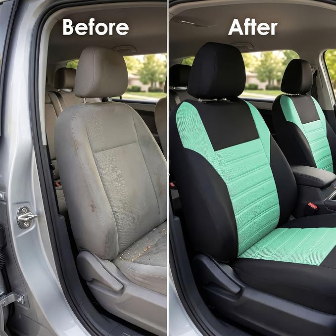 FH Group Automotive Car Seat Covers Front Set Premium 3D Air Mesh Front Seat Covers, Airbag Compatible Universal Fit Interior Accessories for Cars Trucks and SUVs - Mint - Image 8