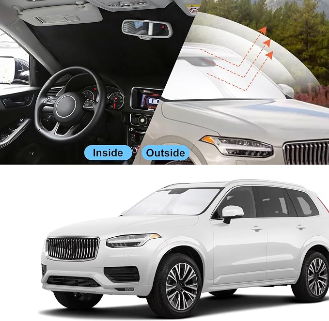 Front Windshield Sun Shade Foldable Car Front Window Sun Shade Windshield Shade Custom Fit for 2016-2025 2026 Volvo XC90 Block UV Rays Car Accessories Heat Keep Cooler - Image 5