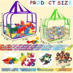 6 Colors Large Toy Storage Bags with Labels, Reusable Clear PVC Board Game Storage, Travel Waterproof Organizer Bags with Zipper for Building Blocks, Puzzle, Kids Books(3 large & 3 Widen X-Large) - Image 2