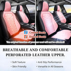 Coverado Seat Covers Full Set, Waterproof Nappa Leather Seat Covers for Cars, 5 Seats Universal Car Seat Protectors, Black and Pink Leather Car Seat Covers Car Seat Cushions Fit for Most Cars - Image 6