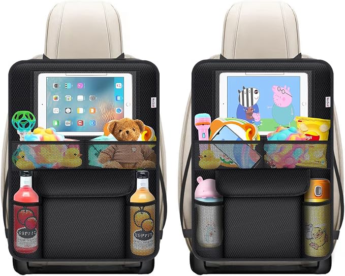 Meolsaek Kick Mats Back Seat Protector, Waterproof Oxford Seat Back Protector, Car Seat Back Protector for Kids, Back of Seat Protector for Kids Feet Car Seat (Black C -2pc) by Meolsaek