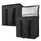 Bodaon 2-Pack Insulated Reusable Grocery Shopping Bags, Medium, Black, | Picnic Cooler Bag with Zippered Top Cold, Insulated Food Delivery Bag for Commercial Rideshare, Collapsible Tote Bags, Picnic by Bodaon