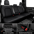 AOMSAZTO Custom Fit Seat Covers for Dodge RAM 1500 2019-2026 Crew Cab Only | Diamond-patterned stylish seat covers, Full Seat, Pickup Seat Covers, Premium Faux Leather, Perfect Fit, Airbag Compatible - Image 2