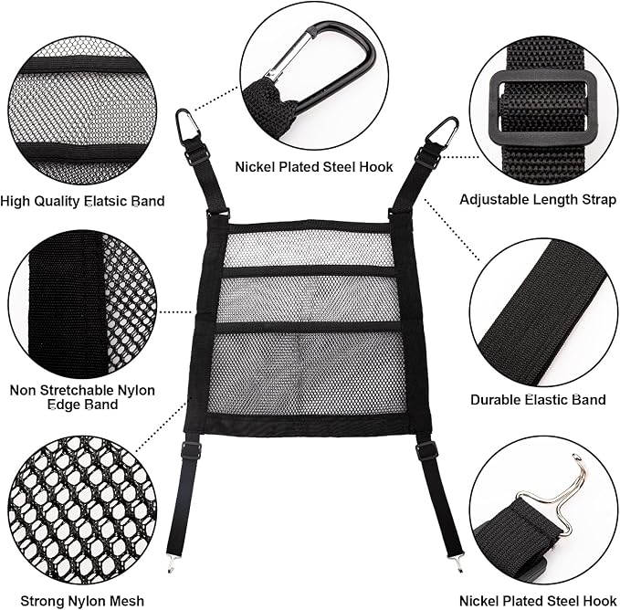 3-Layer Car Seat Gap Organizer 11.8×11.8" Mesh Storage Pocket | Between-Seat Storage Net with Pet Barrier, Holds Handbag, Tissues & More – Fits SUV/Van - Image 3