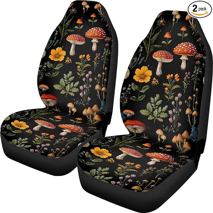 Mushroom Forest Car Seat Covers for Front Seats SUV Truck Van Sedans Bucket Seat Covers for Women Men, Mushroom Forest Washable and Breathable Car Accessories Seat Protector by Brosoneto