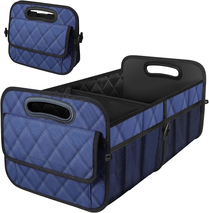 Deosk Car Trunk Organizer for SUV, Car Organizers and Storage with Reinforced Handles, Car Accessories for Women/Men 50L Waterproof Polyester Trunk Organizer(Medium, Dark Blue) by Deosk