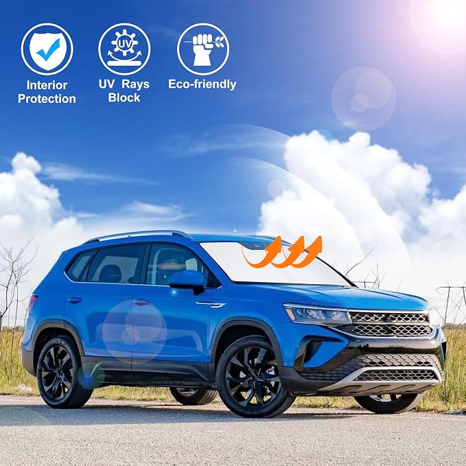 Windshield Sun Shade for 2022-2026 Volkswagen Taos Accessories | Full covered, Foldable & Durable, Block UV Rays, Reduce Heat, Easy to install, Keep Car Cooler - Image 5