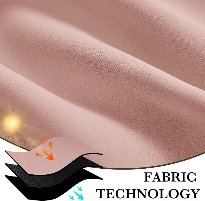 RYB HOME 100% Blackout Short Curtains for Small Window, Thermal Insulated | Total Room Darkening, Noise Reducing, Curtains for Kitchen Bathroom Basement, W42 x L45, Peach Pink, 2 Panels - Image 7