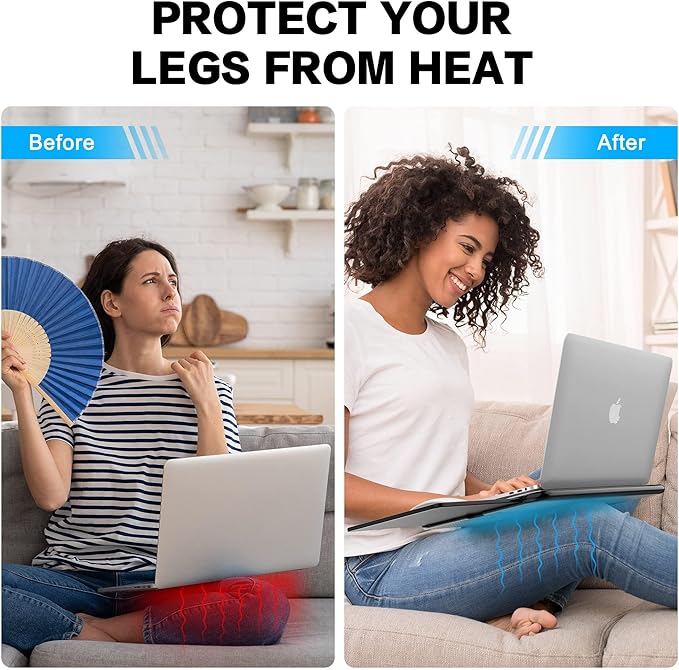 AboveTEK Portable Laptop Lap Desk w/Retractable Left/Right Mouse Pad Tray, Non-Slip Heat Shield Tablet Notebook Computer Stand Table w/Sturdy Stable Work Surface for Bed Sofa Couch or Travel - Image 3