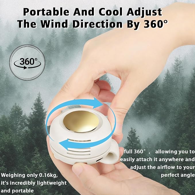 Portable Clip-On Fan, Mini USB Rechargeable 360° Rotatable Fan, Personal Fan 3-Speed Silent Mini Bladeless Fans (White) - Image 5