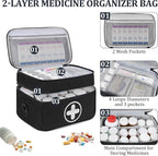 Medicine Storage Bag, 2 Layer Pill Bottle Organizer Storage Bag Empty | Lockable Medical Travel Bag with Adjustable Divider, Suitable for Pills, Vitamins, Fish Oil, Medical Supplies - Image 2