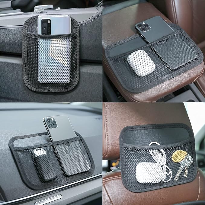 INNOLIFE Car Net Pocket Side Clutter Scattered Storage Phone Holder Strong Paste Organizer 8"x5.75"(1pcs L+1 pcs S) - Image 7