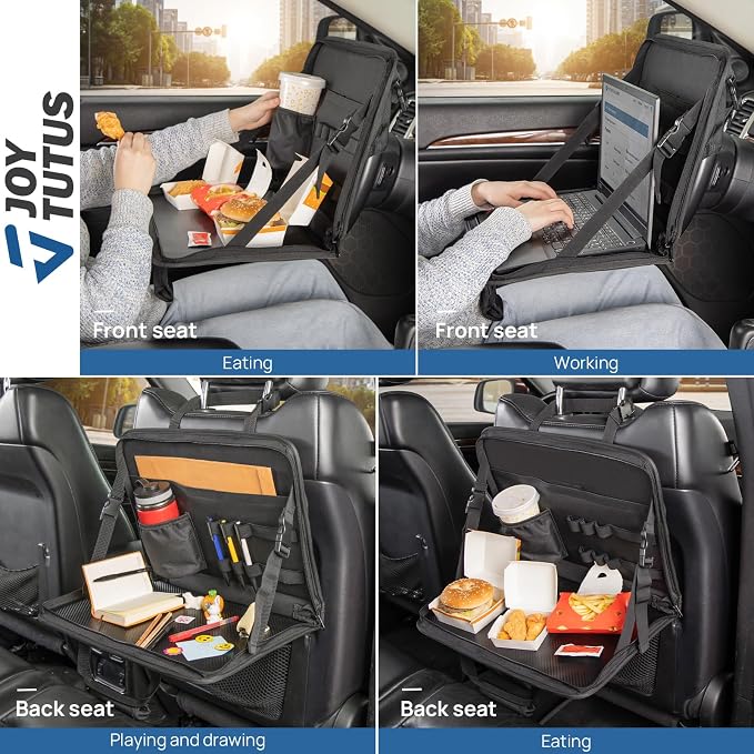 JOYTUTUS 3 in 1 Steering Wheel Eating Tray, Car Back Seat Laptop Desk, Multifunctional Office Bag, Car Work Table for Writing, Car Organizer for Kids, Commuters, Family - Image 3