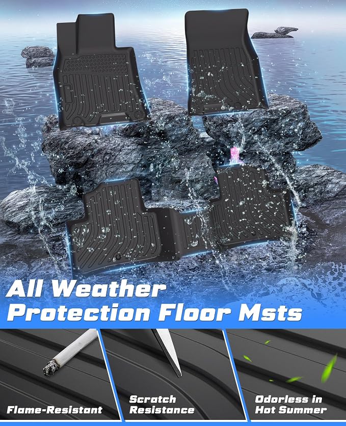 Sunsdrew Floor Mats for 2022-2025 2026 Genesis GV70 Accessories (Not for Electrified GV70), All Weather Car Mats Front Rear 2 Rows Floor Liners TPE Rubber Raised Edge - Image 2