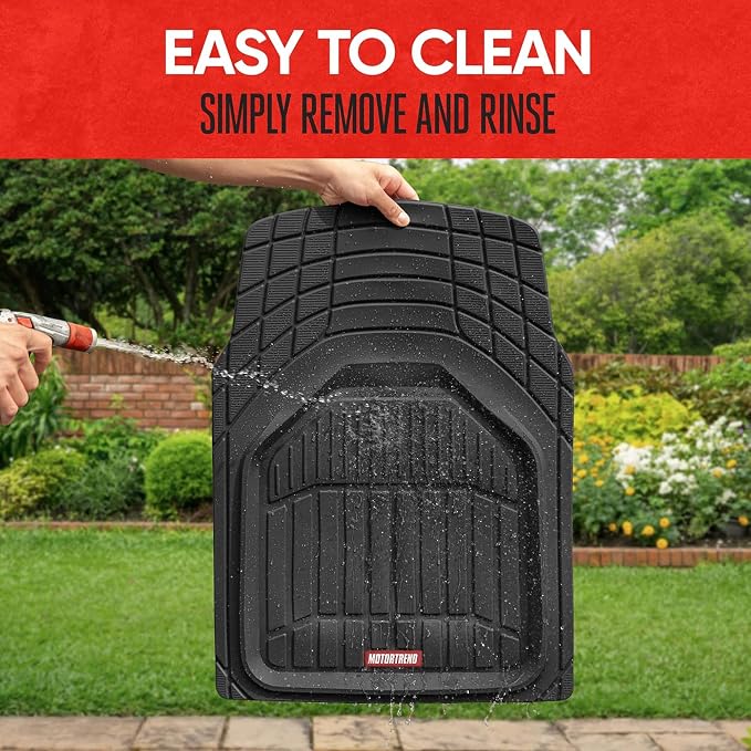 Motor Trend 943-BK FlexTough Defender Car Floor Mats -Next Generation Deep Dish Heavy Duty Contour Liners for Car SUV Truck & Van-All Weather Protection, Trim to Fit Most Vehicles Black - Image 6