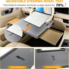 Car Steering Wheel Tray, Adjustable Laptop Desk with Drawer & Non-Slip Pad | Multipurpose Vehicle Tray, Non-Slip , Built-in Storage Drawer, Secure & Durable - Image 5