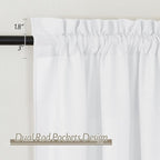 RYB HOME Linen Sheer Curtains 2 Panels for Living Room, Semi Transparent Privacy Drapes with Rod Pocket Farmhouse Style Window Treatments for Bedroom, White, 52" W x 72" L - Image 2
