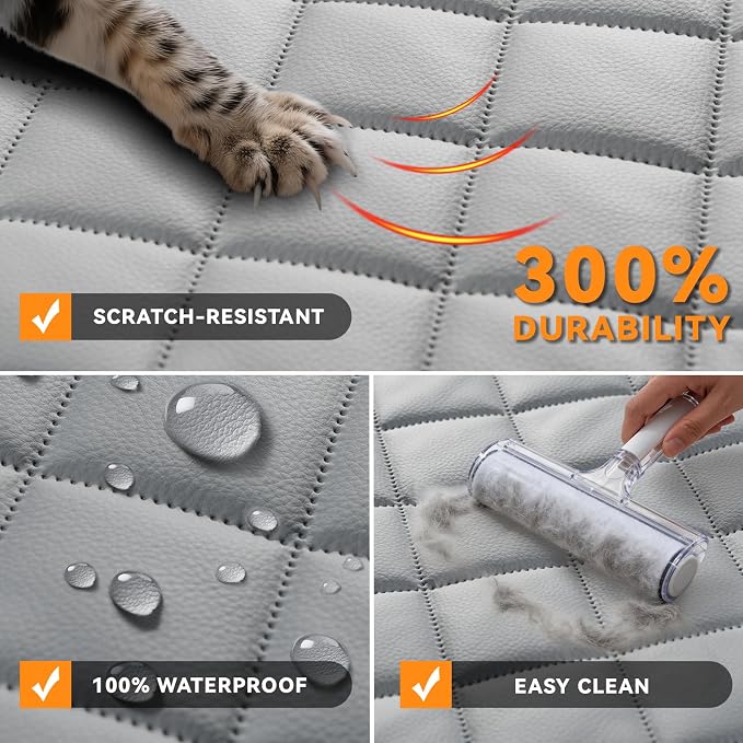 Dog Car Seat Cover for Back Seat,PU Leather Truck Back Seat Cover,XL,Grey | Waterproof,Nonslip,Heavy-Duty Bench Seat Covers for Trucks Ford F150/Chevrolet Silverado/Ram1500/GMC Sierra/Toyota - Image 6