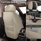 IKABEVEM Car Seat Covers Fit for Acura ZDX 2010 2012 2013 | Waterproof Leather, Airbag Compatible, Easy Install & Wipe Car Seat Protector,2 Front Seats Covers Fit for ZDX, Beige&Black - Image 3