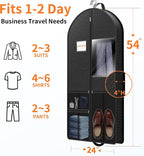 Garment Bag Travel Hanging Clothes: 54 Inch 2 Packs Fabric Breathable Foldable Zippered Pockets - Closet Storage Cover Packable - Men's Suit Shirts Uniform Jacket Jersey Tuxedo - Image 2